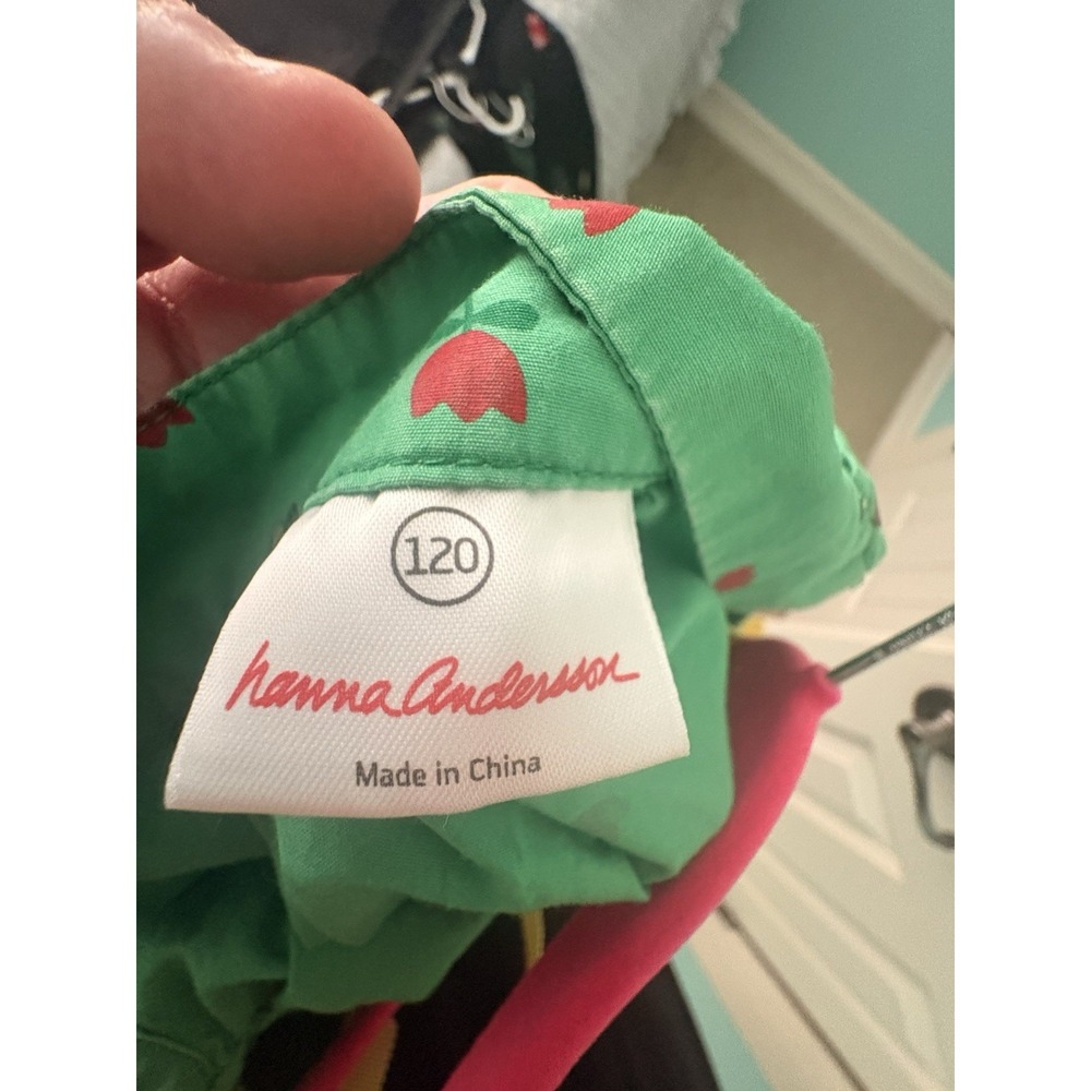 Hanna Andersson Green Tulip & Bee Shift Dress Girl's Size 120 - Picture 5 of 7